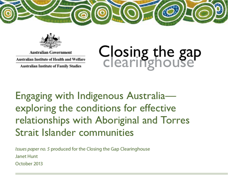 The Closing the Gap Clearinghouse Issues paper no. 5 released in October 2013